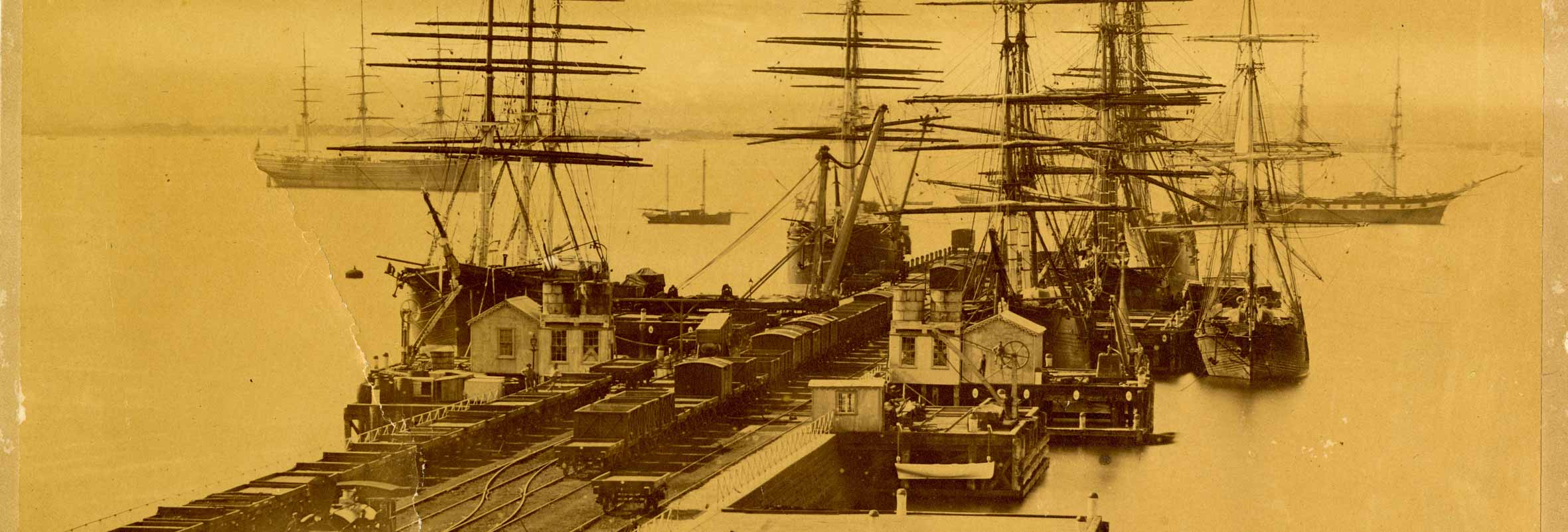 Gellibrand Pier c1870, VPRS 8357 P5 Unit 125 Image of tall ships docked at pier