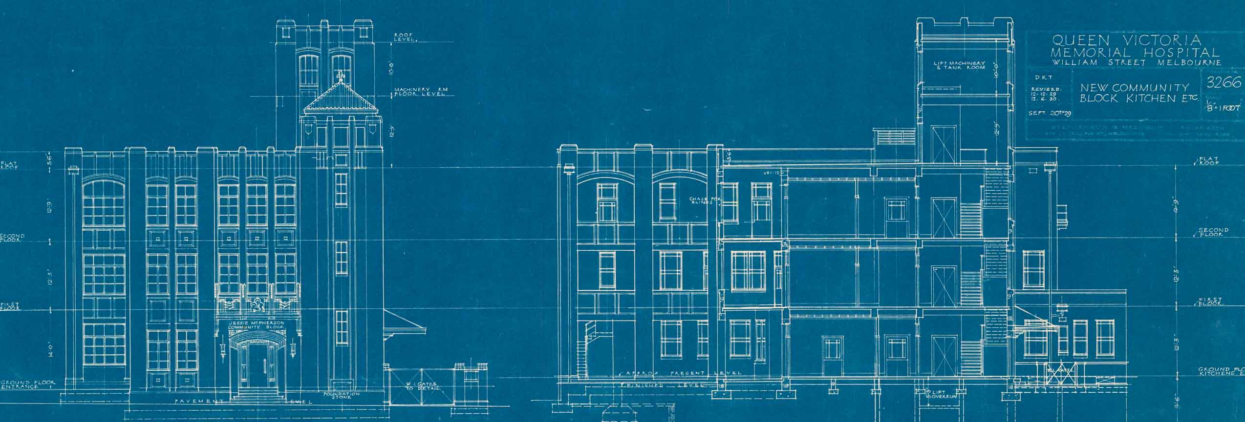 Queen Victoria Memorial Hospital elevations, VPRS 5344/P0 Unit 143 Schematic plans for a building