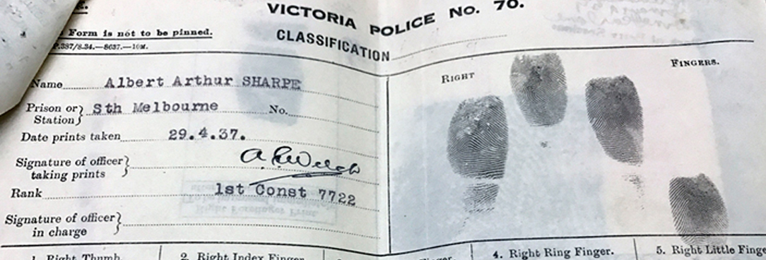 Archival Snapshot Albert Sharpe's fingerprints