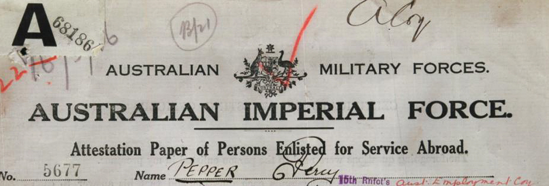 koorie-services/koorie-stories-archives/indigenous-victorians-ww1 Percy pepper's service document