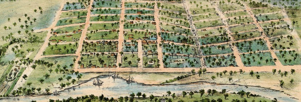 Detail of 1838–1888 Melbourne then and now illustration