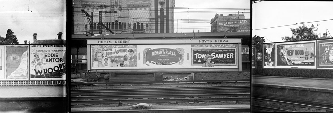 black and white photos of billboards