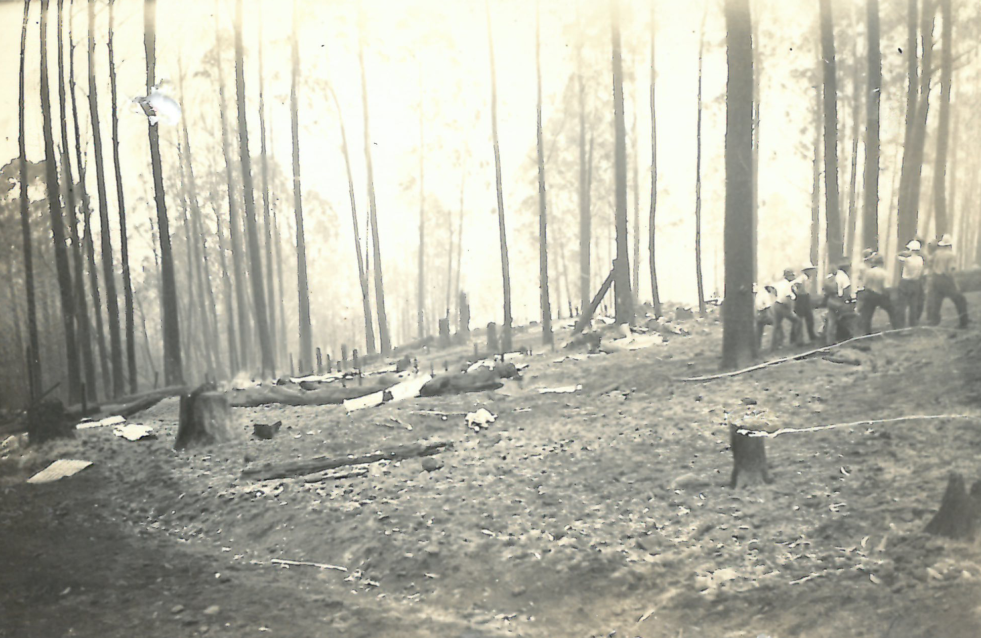 black and white photo of destruction