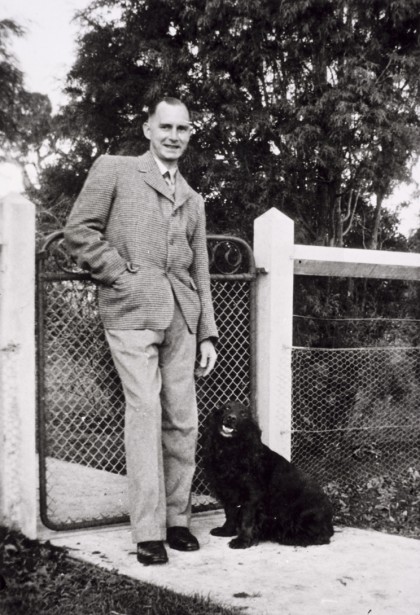 Dr John FJ Cade and his Dog Peter at Bundoora Repatriation Hospital, 1948