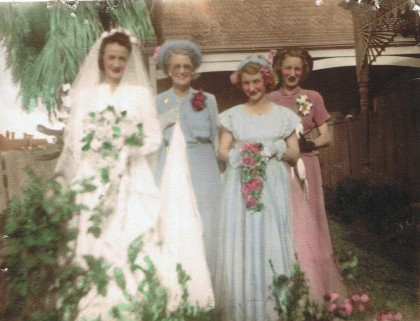 Nana Beatrice with her 3 daughters at aunty Marge’s wedding 1949. 