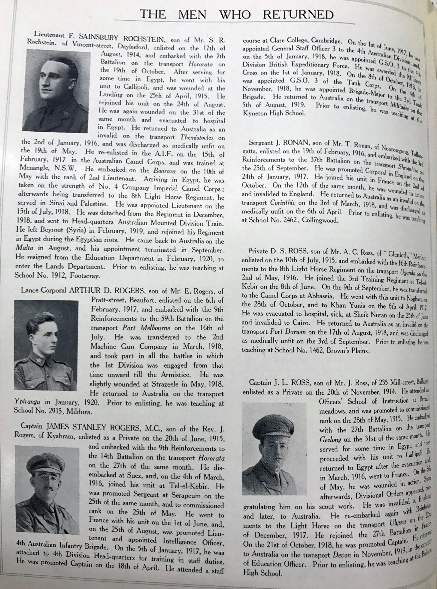 Page featuring bios and portraits