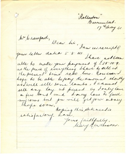Mary Henderson, letter to Crawford, 17 May 1941