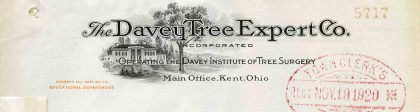 Letter from the Davey Tree Expert Company, Kent, Ohio, USA