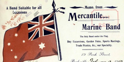 Letter from Mercantile Marine Band, Parkville, Victoria, dated 9 February 1910. 