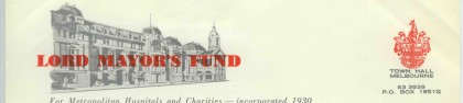 Letter from the Director/Secretary of the Lord Mayor’s Fund, R Rhoades