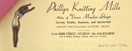Letter from Phillips Knitting Mills, dated 19 April 1940.