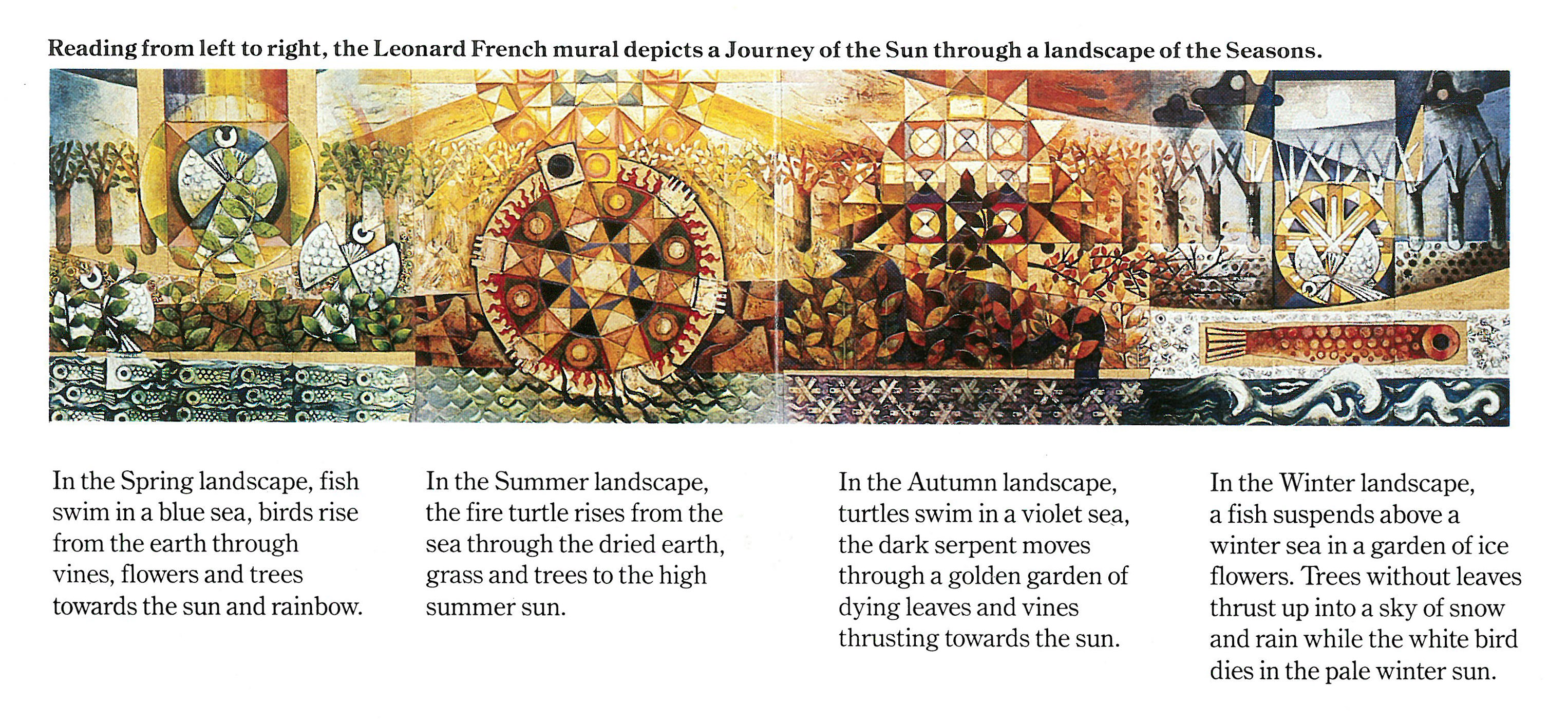 'Journey of the Sun' a mural by Leonard French commissioned for State Bank Centre. VPRS 08936 P1 Unit 248 Item E463.