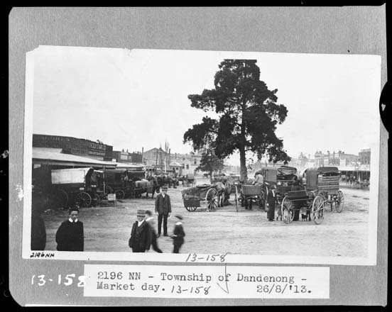 black and white photo of market day at Dandenong
