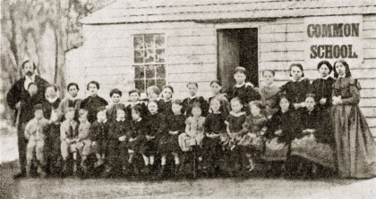 Baringhup Common School, opened 1855, from The Early History of Baringhup by D Thomas. State Library of Victoria.
