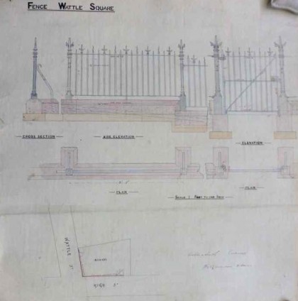 drawing of a plan for a fence 