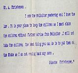 Figure 7: Ethel’s note (signed Blanche Christensen) to Andrew regarding their children, PROV, VPRS 283, 162/1913.